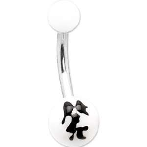  White Black Smile Chinese Symbol Belly Ring Jewelry