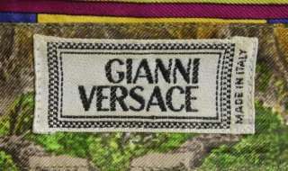 Gianni Versace Mens Neon Multicolor Silk Europa Print Button Up 