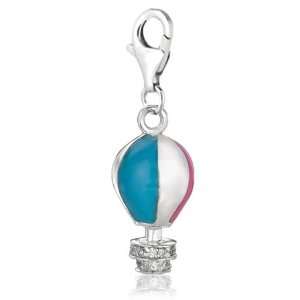  Sterling Silver Enamel & Crystal clip on hot air balloon 