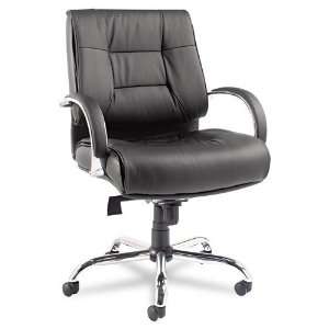  Mid Back Swivel/Tilt Leather Chair, 450lb Cap., Black