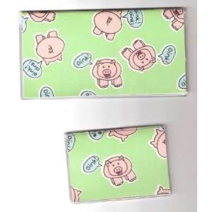   Cover Debit Set Made with Pig Pigs Oink Fabric 