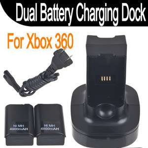 Dual Charger Charging Station Dock+2 Rechargeable Battery For xBox360 