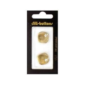  Dill Buttons 18mm Shank Rhinestone Corner Gold 2 pc (6 