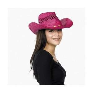  Ladies / Teens Pink Woven Straw Western Hat [Toy] Toys 
