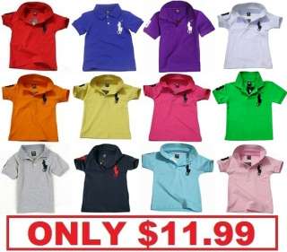 Polo Boys Girls Cotton collar Short Sleeved Toddler Baby Top T Shirt 