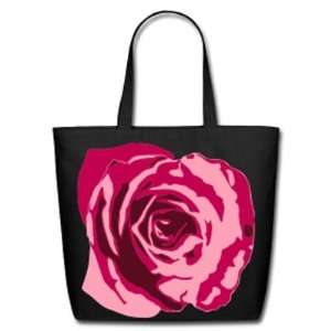  Pink Begonia on Black Tote Bag 