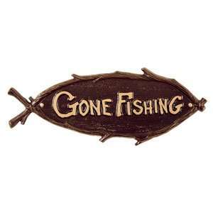 Gone Fishing Plaque in Bronze and Gold 