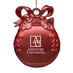  American University   Solid Pewter Christmas Ornament   Red Sports