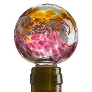   Glass Wine Stopper  Van Glow Gold & Pink 2 Sphere