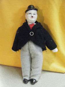 vintage pourcelain Oliver Hardy doll w felt cloths  