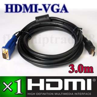 New generic HDMI to VGA Cable M/M, 10 FT / 3 M, Black color as photo