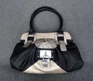 GUESS Ginger BLACK IVORY Lock Unique Handbag sac purse satchel BAG 