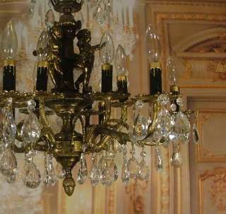 Vintage French Empire Style Chandelier Cherub Centerpiece Crystal 