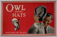 OWL Brand Hats Vintage Mens Hat Box Label  