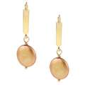 Gold over Silver Golden Freshwater Coin Pearl Earrings (9 11 mm 