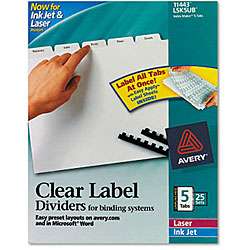 Avery 11444 Index Maker Clear Label Divider Set (Pack of 5 