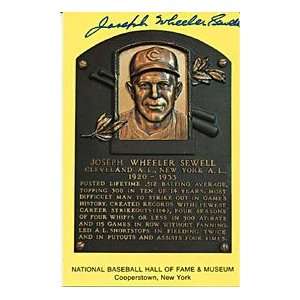  Joe Sewell Autographed/Signed Hall of Fame Plaque 