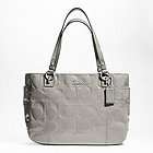   gallery embossed silver gray patent leather large tote purse F17229