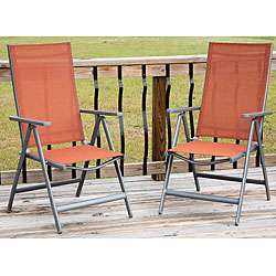 Reclining Folding Outdoor Sling Patio Chairs (Set of 2)   
