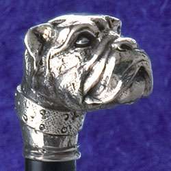 Sterling Silver Dog Head Walking Stick/Cane  