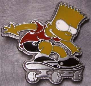 Pewter Belt Buckle Cartoon Bart Simpson Skateboard NEW  