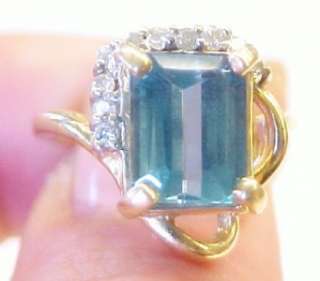 75ct Blue Topaz Diamond 14K Solid Yellow Gold Ring 4  