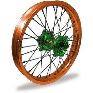 Pro Wheel MX Rear Wheel Set   19x1.85   Orange Rim/Green Hub 24 31056 