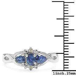 10k White Gold Blue Sapphire Diamond Ring  