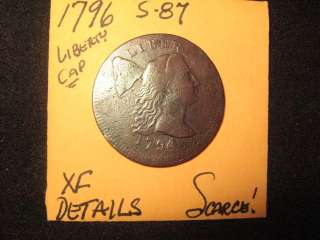 1796 S 87 XF DETAILS SCARCE LIBERTY CAP LARGE CENT  