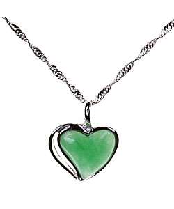 Handmade Sterling Silver Jade Heart Pendant  