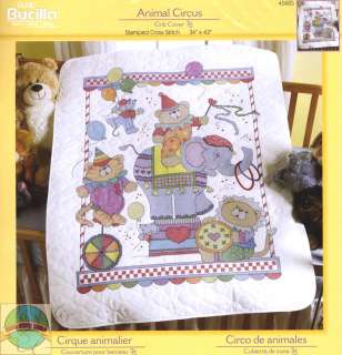 Cross Stitch Kit ~ Plaid Bucilla Animal Circus Baby Crib Cover / Quilt 