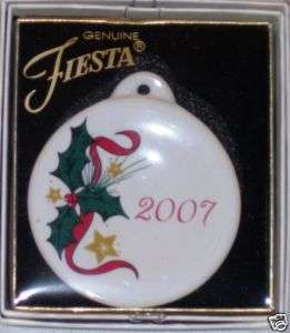 Fiesta Ware HOLLY & STARS Christmas Ornament 2007 NIB  