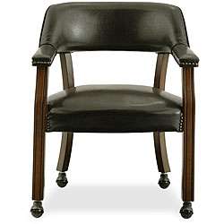 Dark Brown Vinyl Upholstered Caster Chair  