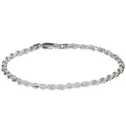   Silver 7 inch Diamond Cut Rope Chain Bracelet (2.5mm)  