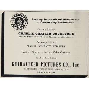  1958 Ad Charlie Chaplin Cavalcade Guaranteed Pictures 