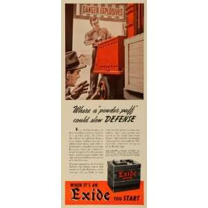 1941 Ad Electric Storage Exide Battery Automotive Explosives Handling 