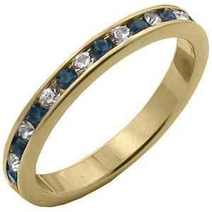 Tqw35609CMB T7 Eternity Band with Genuine Clear and Montana Blue 