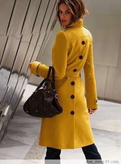 New Womens Long Coat Wool Blend Trench Coat Jacket  