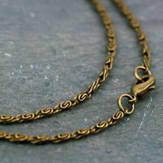 Antique Bronze 3D Knurled Coil Chain Necklace Bronze Necklace 2.4mm 