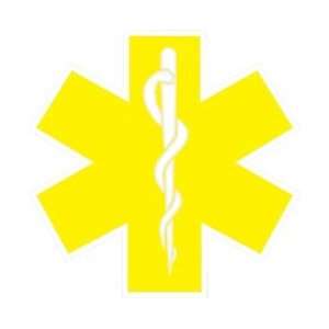 Standard Star of Life Decal With White Border done in Yellow   24 h 