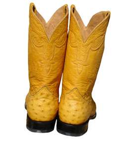 Jurassic Golden Mustard Roper Ostrich Cowboy Boots  