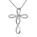 Sterling Silver Diamond Accent Cross Loop Necklace 
