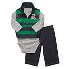 NWT Carters Infant Boys 3 Piece Red & Black Plaid Microfleece Vest 
