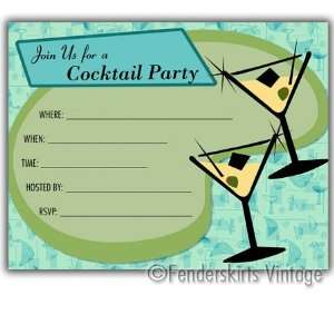  Retro 50s Blue Cocktail Party Invitations Health 