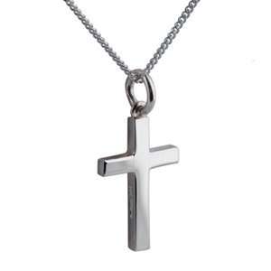   Workshops Silver 20x13mm plain block Cross with Curb chain 20 inches