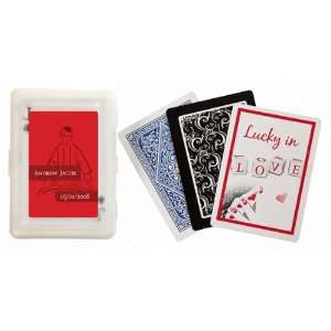  Favors Red Bar Bat Mitzvah Design Personalized Playing Card Favors 