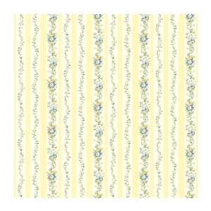   and Dotted Stripes Prepasted Wallpaper, White/Yellow/Blues/Greens
