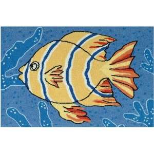  Yellow Fish with Blue Stripes Tropical Area Rug