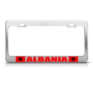 Albania Flag Albanian Country license plate frame Stainless Metal Tag 