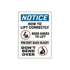   INJURY DONT BEND OVER (W/GRAPHIC) 14 x 10 Adhesive Dura Vinyl Sign